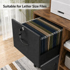 homieasy vertical filing cabinet with bookshelf, rustic brown showing dimensions