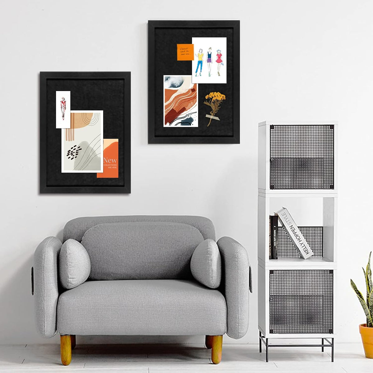 Cork Board Bulletin Board, Black Frame Cork Boards for Walls with Felt, Decor...