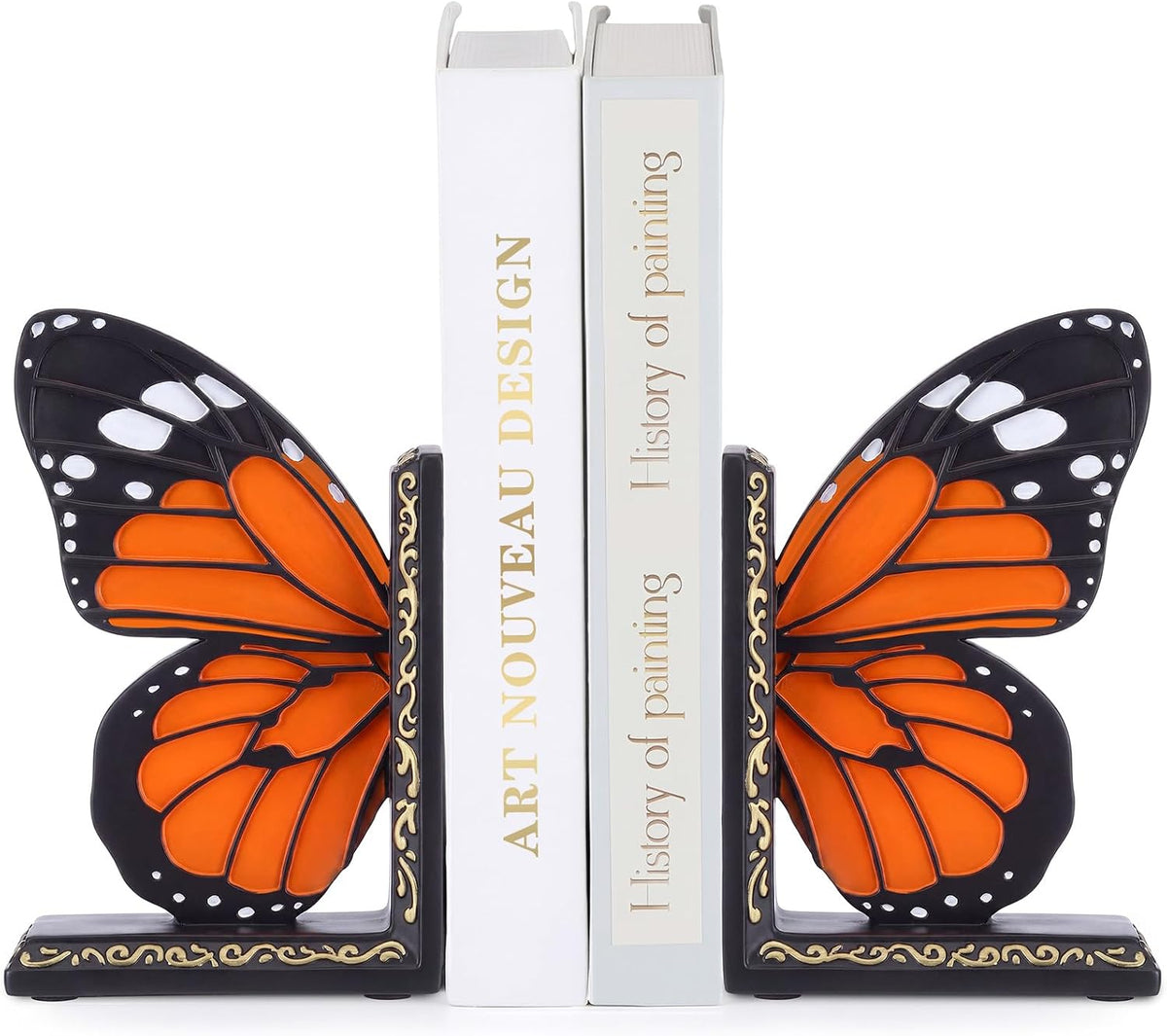 Epakh 2 Pcs Monarch Butterfly Book Ends Decorative Bookends