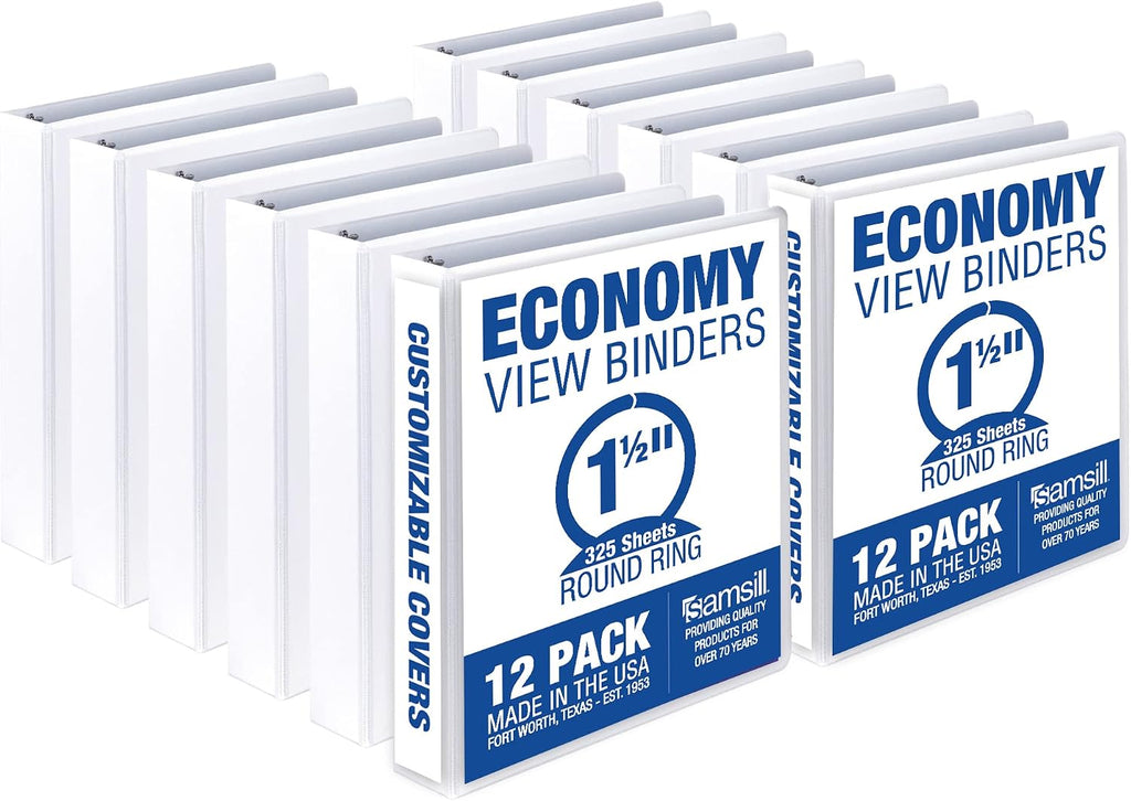 Samsill 1.5 Inch 3 Ring Binders, Made in USA, Economy Round Ring, 325 Sheet
