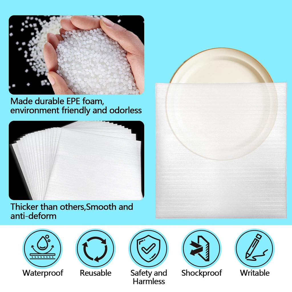 260 pcs Moving Packaging Supplies Set, 200 pcs Cushioning Foam Pouchs&Sheets, 4 Sizes (12"x12",12"x12" Sheets,12"x7.5",7.5"x7.5") With 60 Fragile Stickers,For Moving,Packaging,Storage