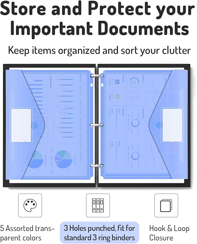 Forvencer Binder Pocket, 10 Pack Super Heavyweight Plastic Folders - Image 2