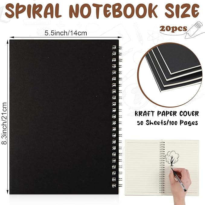 Eersida 20 Pack A5 Spiral Notebook College Ruled Spiral Notebook Bulk 5.5 x 8.3 - Image 2