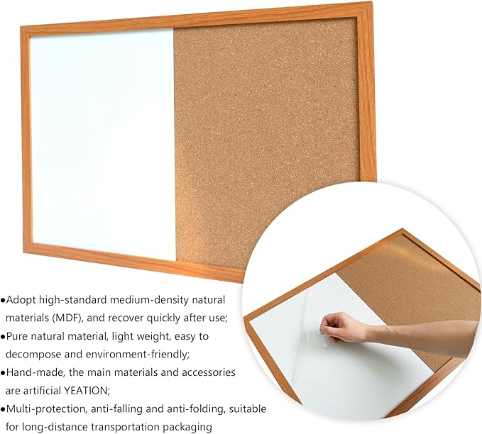 Combination Writeboard 24"x 18" Magnetic Whiteboard & Cork Board Dry Erase - Image 4