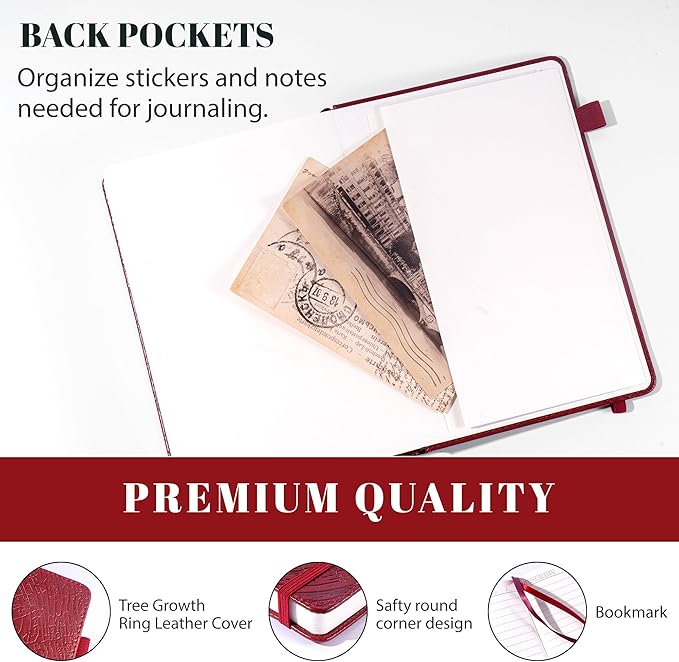 CAGIE Lined Journal for Women Men, Tree Growth Ring Leather Bound Journal - Image 5