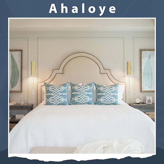 Ahaloye Gold Plug in Wall Sconce Set of 2, Modern Swing Arms Wall Lamp - Image 4