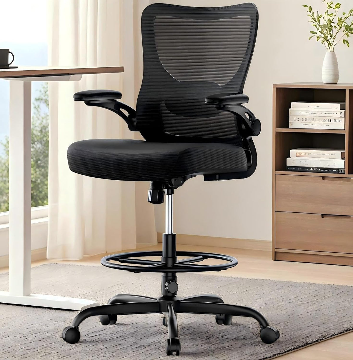 Marsail Drafting Chair, Tall Office Chair with 2D Lumbar Support, Standing De...