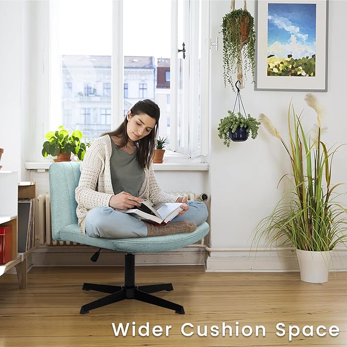 PUKAMI Criss Cross Chair, Armless Cross Legged Office Desk Chair No Wheels - Image 3