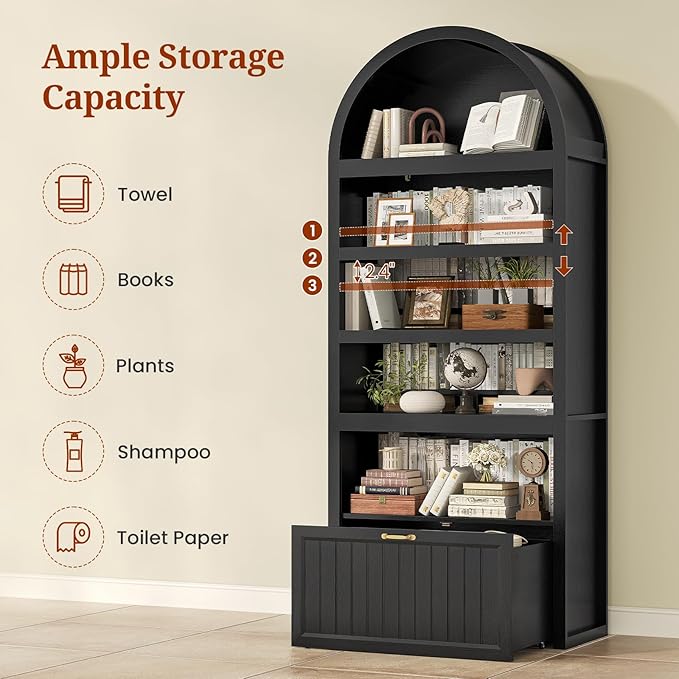 81" Tall Arched Cabinets, Bookcase - Image 5