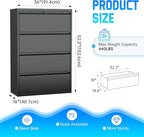 Greenvelly 4 Drawer File Cabinet, Metal Filing Cabinet - Image 3