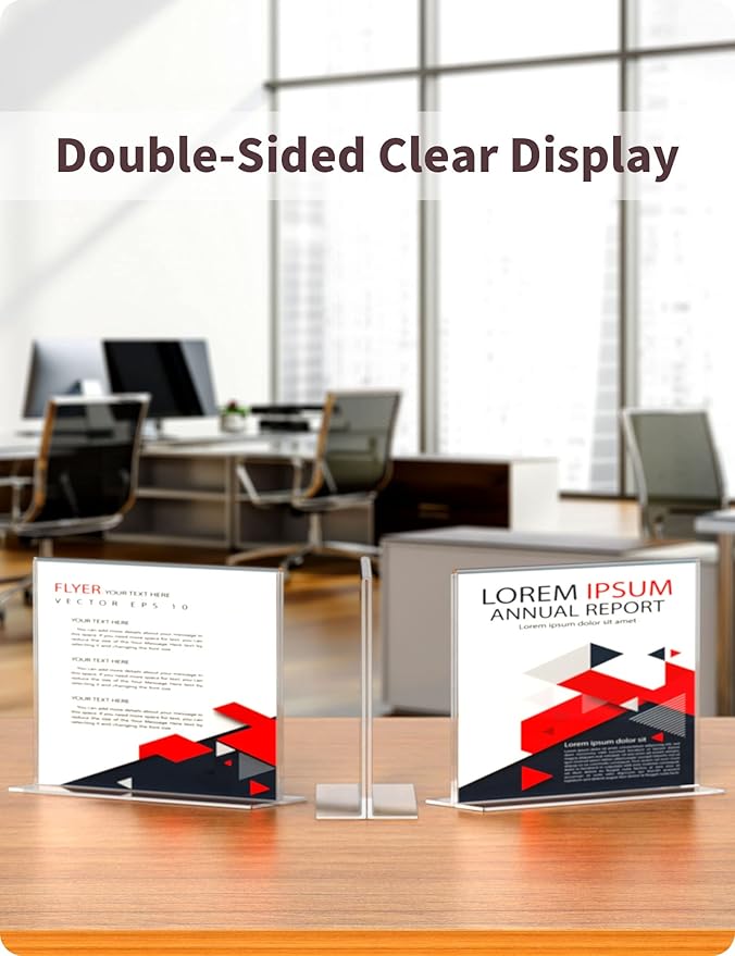 NIUBEE Acrylic Sign Holder 8.5x11 Inches 6 Pack Horizontal, T Shape Double - Image 4