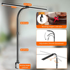 double head led desk lamp, architect desk lamps, side view
