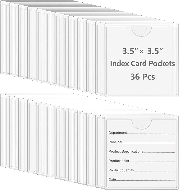 36 Pack Adhesive 3.5" x 3.5" Index Card Pockets by BESARME