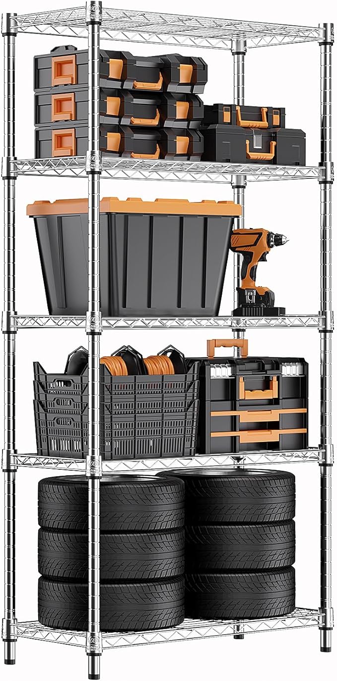 M MZG 1250 lbs Steel Heavy Duty 5-Tier Utility Shelving Unit Steel Organizer by MEIGAOPLASTICANDMETALHKCOLIMITED
