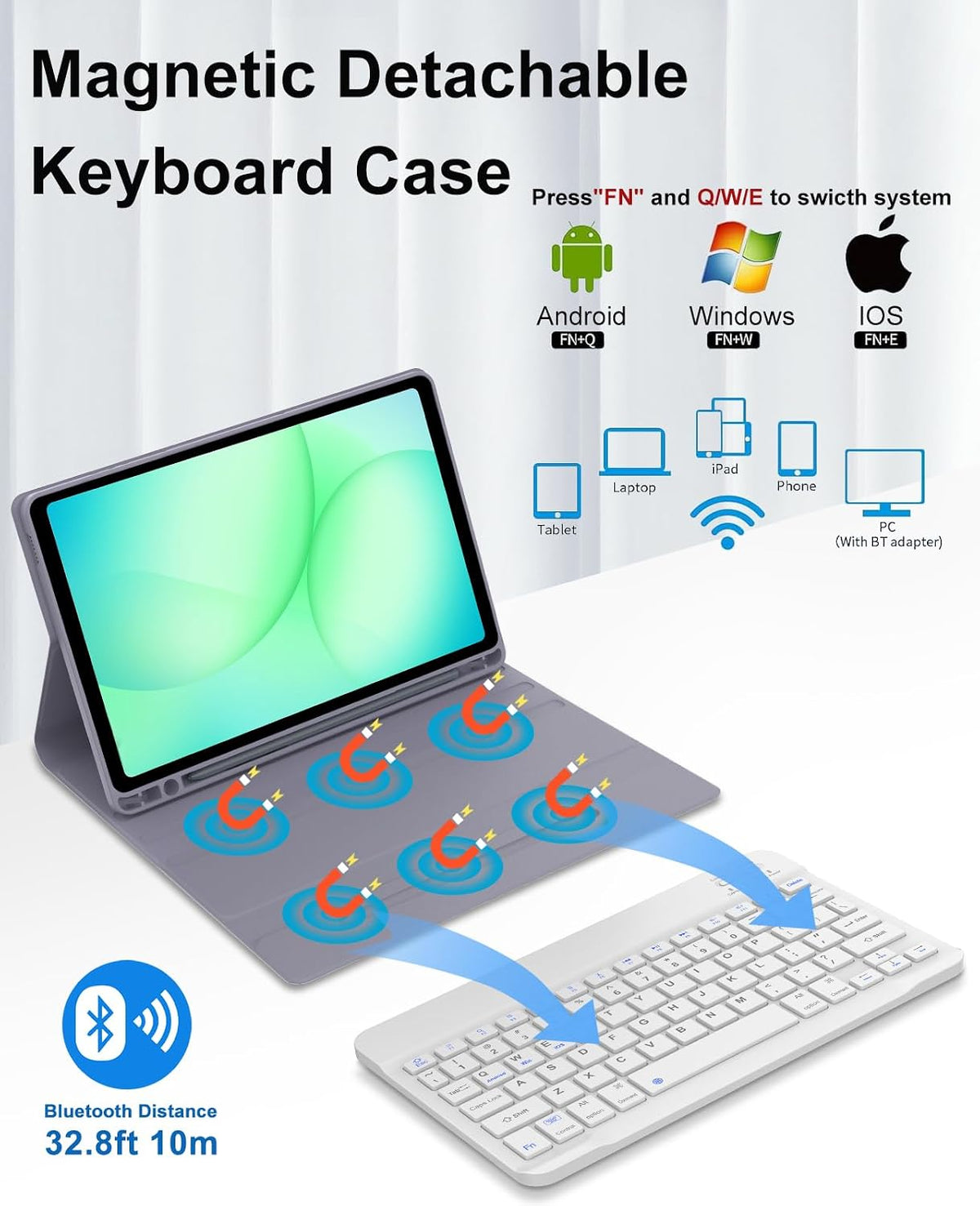 Keyboard Case for Samsung Galaxy Tab A11+ Plus/A9+ Plus 11 inch, Magnetic Det...