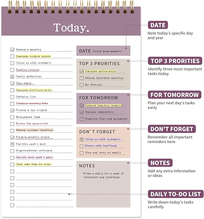 104 Pgs To Do List Notepad, 52 Undated Sheets Duplex-printed Daily Planner - Image 2