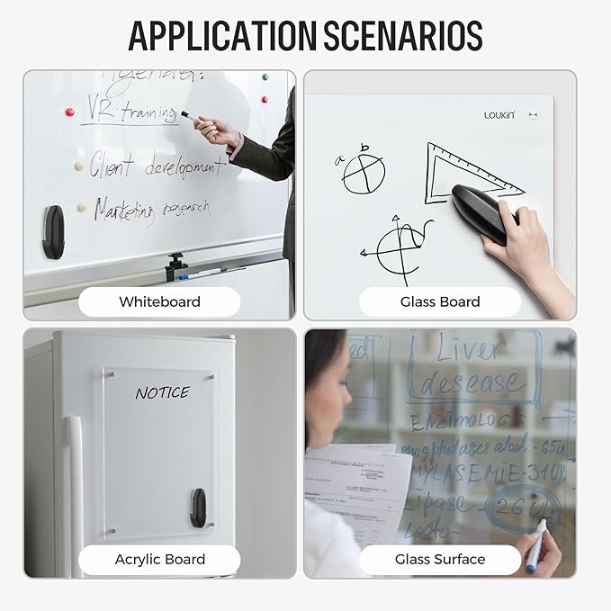loukin Dry Erase Eraser with Replaceable Felt Pad, Magnetic Holder Includes - Image 7
