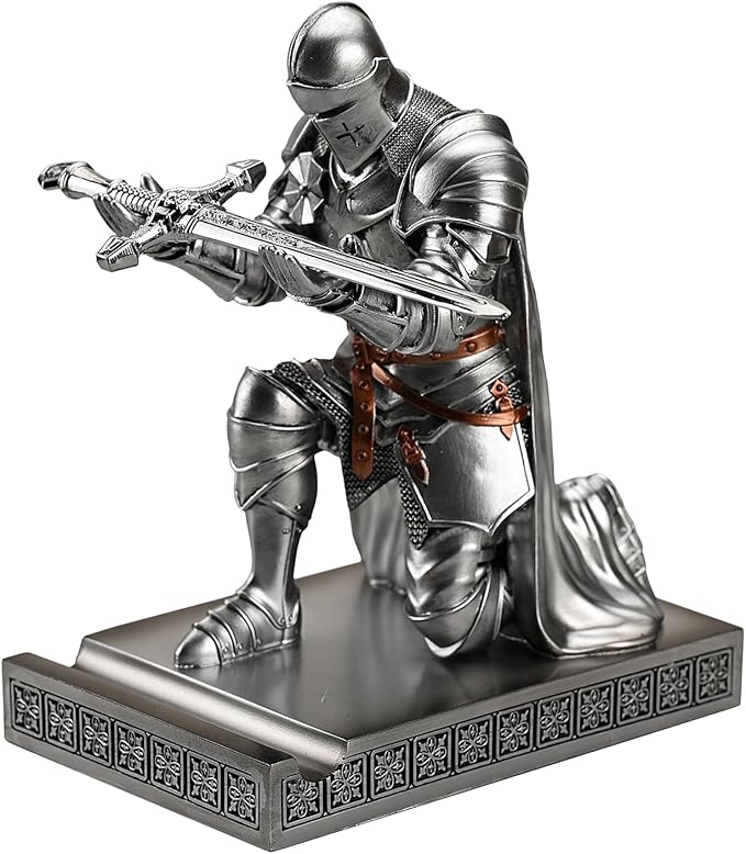 Amoysanli Medieval Armored Warrior Wearing Outerwear, Mobile Phone Stand Knight by Amoysanli