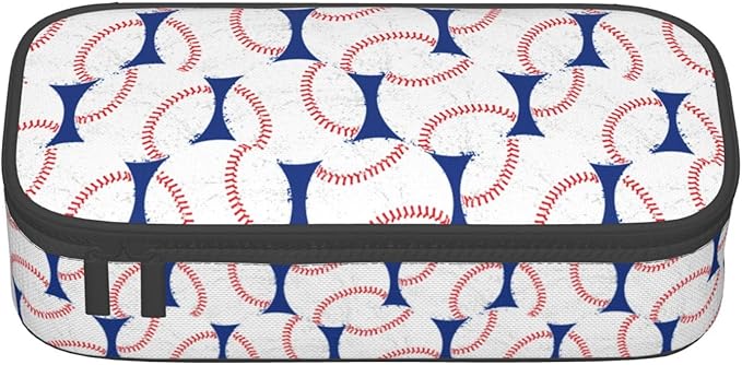 Baseball Blue White Ball Pencil Case Big Capacity Storage Pencil Pouch - Image 2