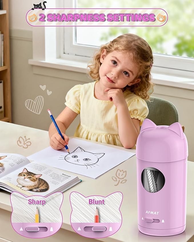 AFMAT Electric Pencil Sharpener, Automatic Pencil Sharpener, Auto in & Out - Image 5