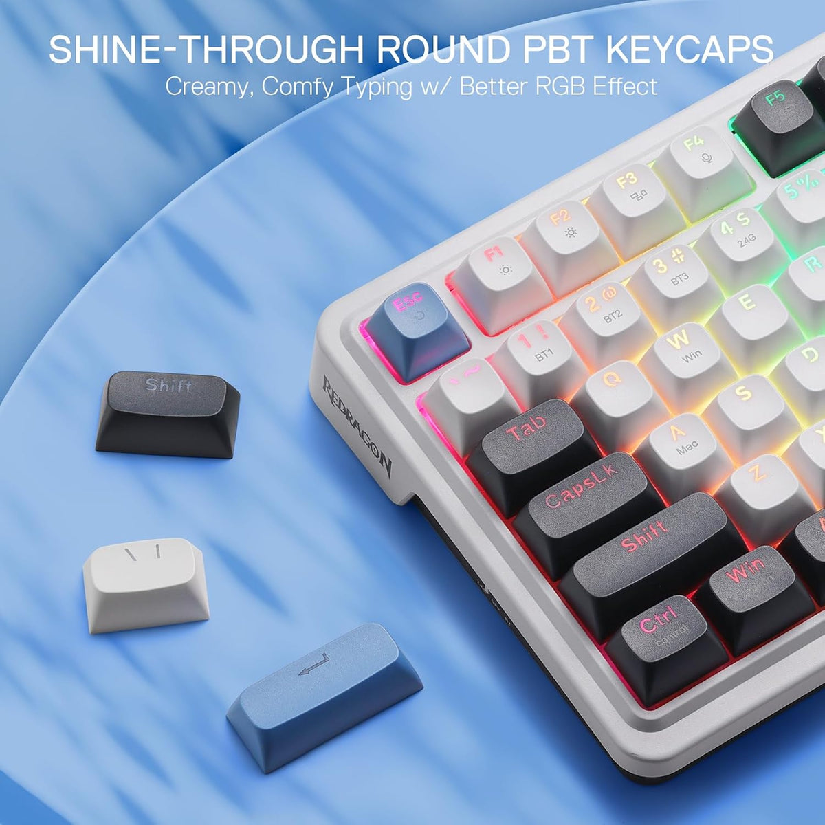 Redragon K719 PRO Wireless 95-Key Gasket Gaming Keyboard, TFT Screen & Knob