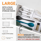 6 Pack Large Clear Plastic Drawer Organizer Trays, Acrylic Kitchen Drawer - Image 2