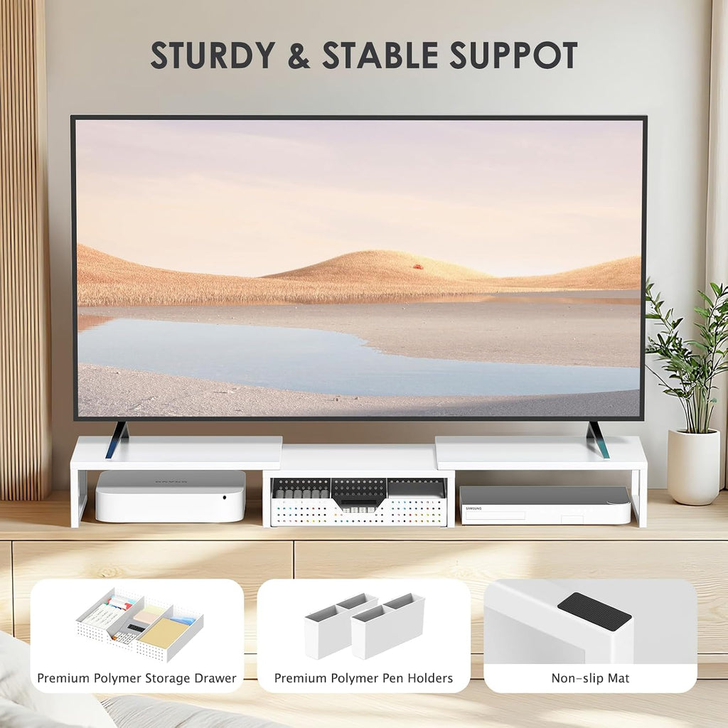 opnice desk organizers and accessories, dual monitor stand, front angle view