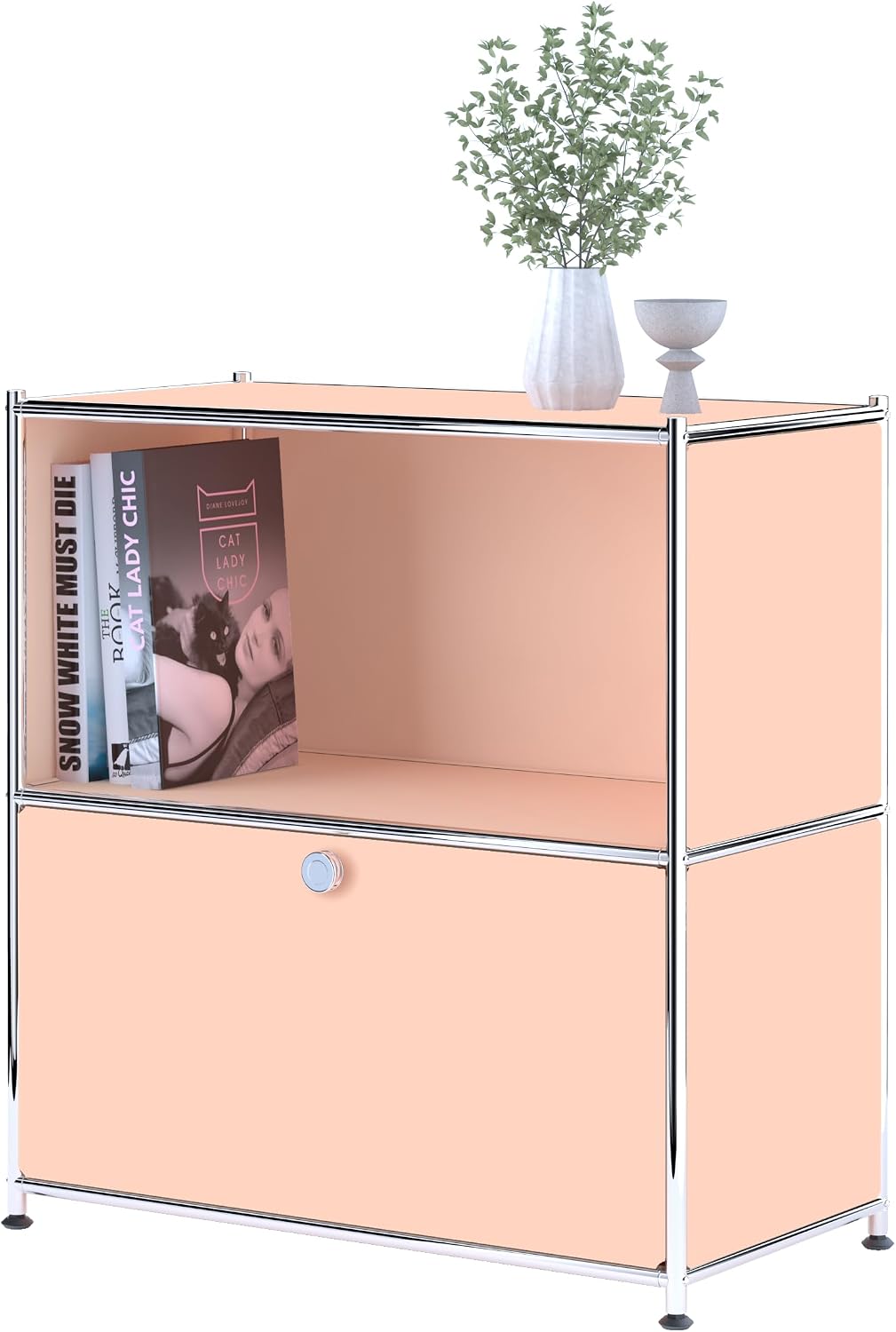 Metal Flip-Top Cabinet, Detachable Wheels, Modern Sideboard H32.5