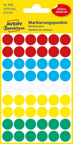 Avery Zweckform 3088 Ccding dots (270 Pieces, Diameter: 12 mm),5 Sheets, Assorted Colours