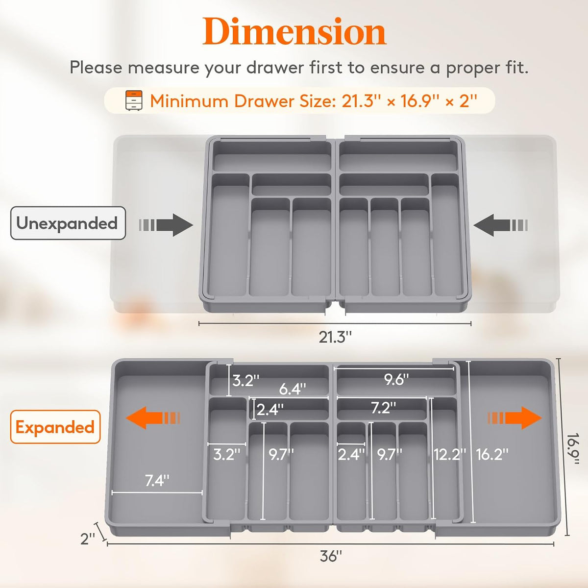 Lifewit Silverware Drawer Organizer, Expandable Plastic Utensil Tray