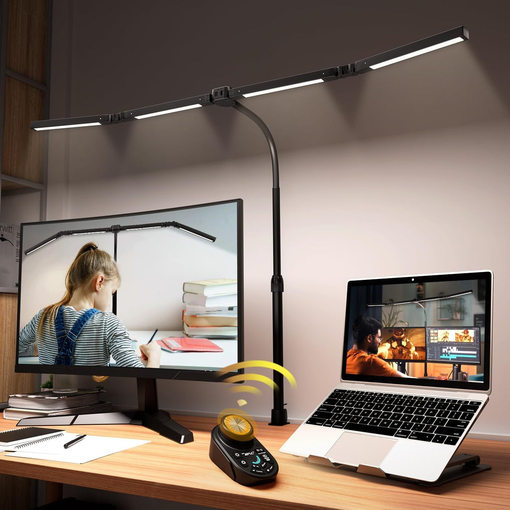 adjustable led desk lamp with clamp & remote, main product view
