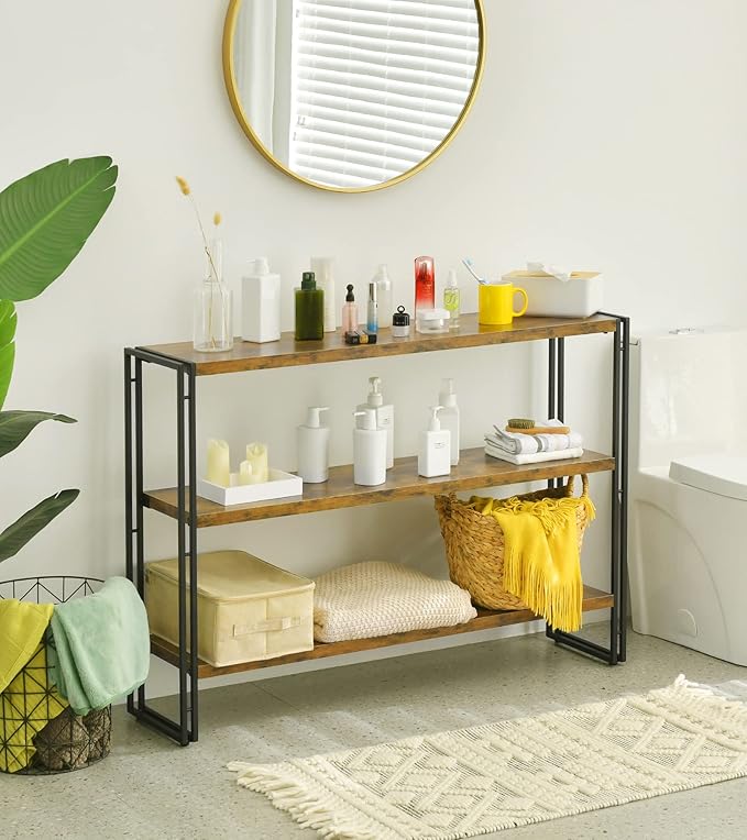 HCHQHS 3-Tier Rustic Wood and Metal Industrial Bookshelf - Image 8