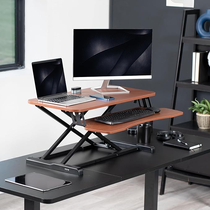 VIVO 32 inch Desk Converter, K Series, Height Adjustable Sit to Stand Riser - Image 2