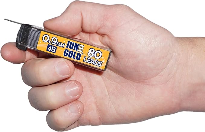 June Gold 320 Pieces, 0.9 mm 4B Lead Refills, 80 Pieces Per Dispenser, Bold - Image 2