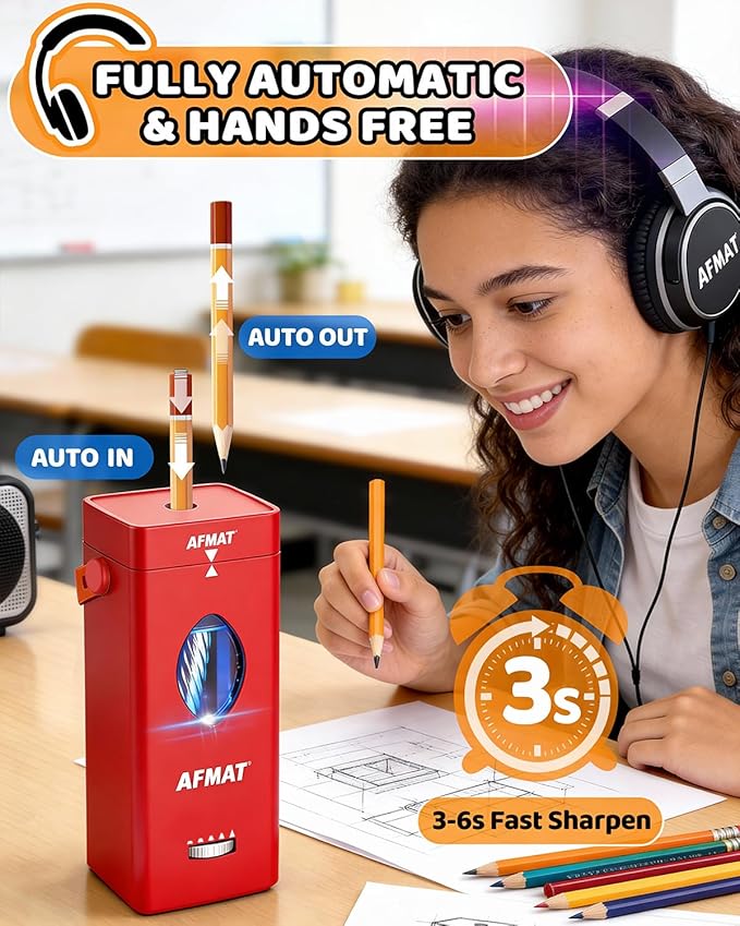 AFMAT Electric Pencil Sharpener, Rechargeable & Cordless, Fully Automatic - Image 2