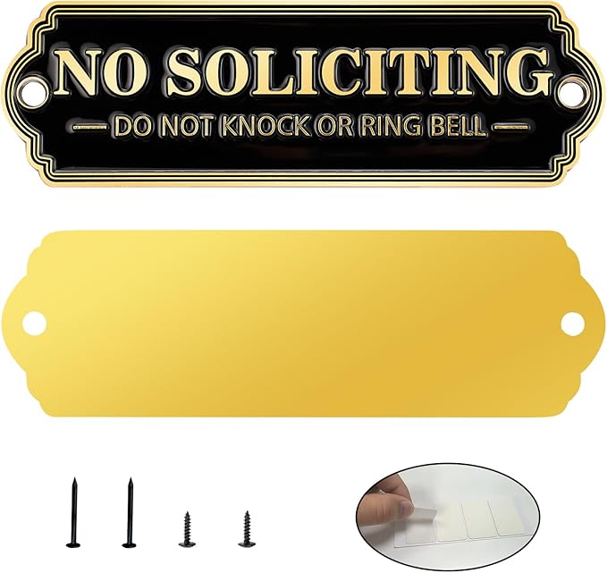 Brass No Soliciting Sign, No Soliciting Sign - Image 5
