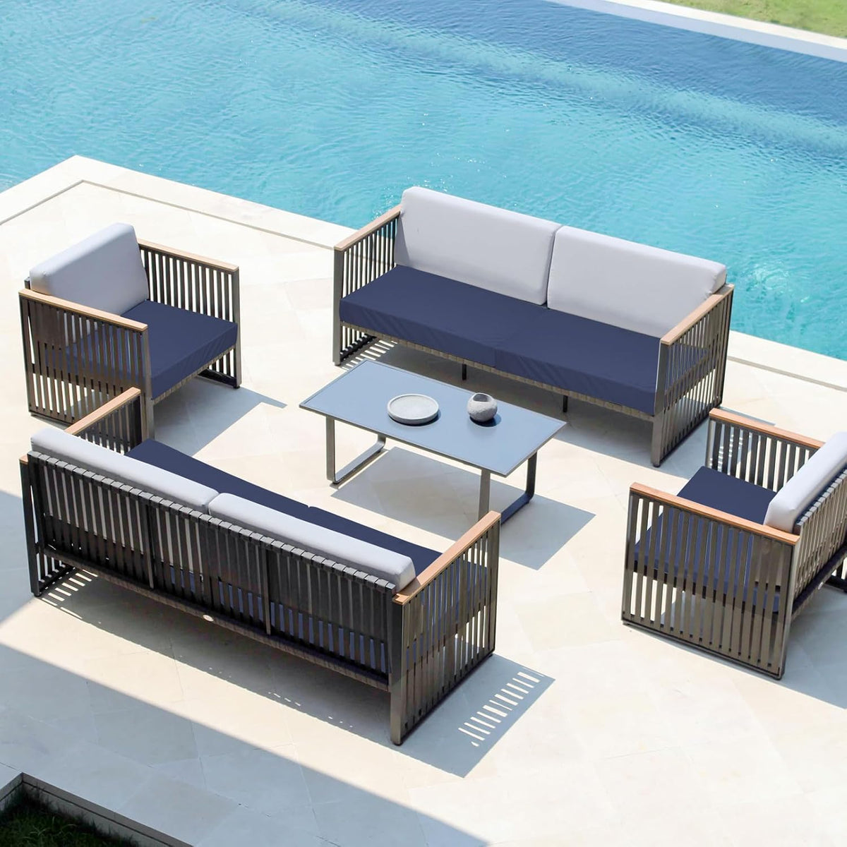Easy-Going Waterproof Patio Cushion Covers 22x22x4 inch 4 Pack