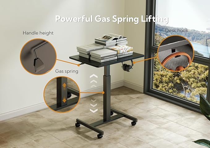 YDN Mobile Mobile Standing Desk, Adjustable Height Portable Laptop Desk - Image 4