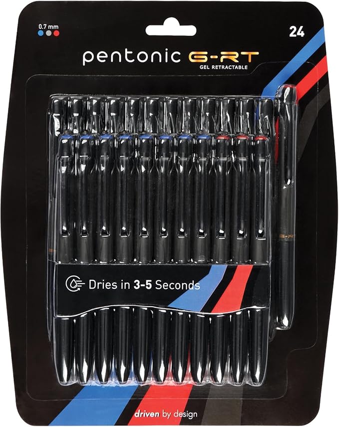 Pentonic GR-T Retractable Gel Pens, 0.7 mm Fine Point, Smooth Writing by PENTONIC