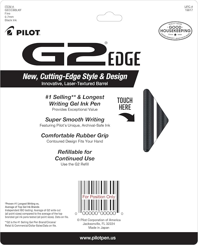 Pilot, G2 Edge Premium Gel Roller Pens, Fine Point 0.7 mm, Gel Pens Black Ink - Image 2
