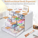 desk storage organizer with 9 drawers, 4 tiers showing dimensions