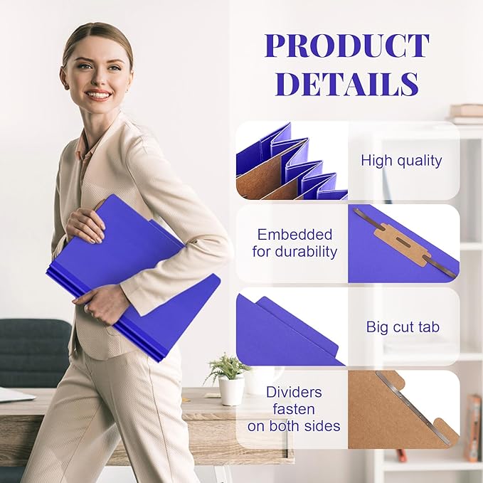 Skyygemm 24 Pcs Classification Folders Letter Size, 3 Divider Pressboard File - Image 3