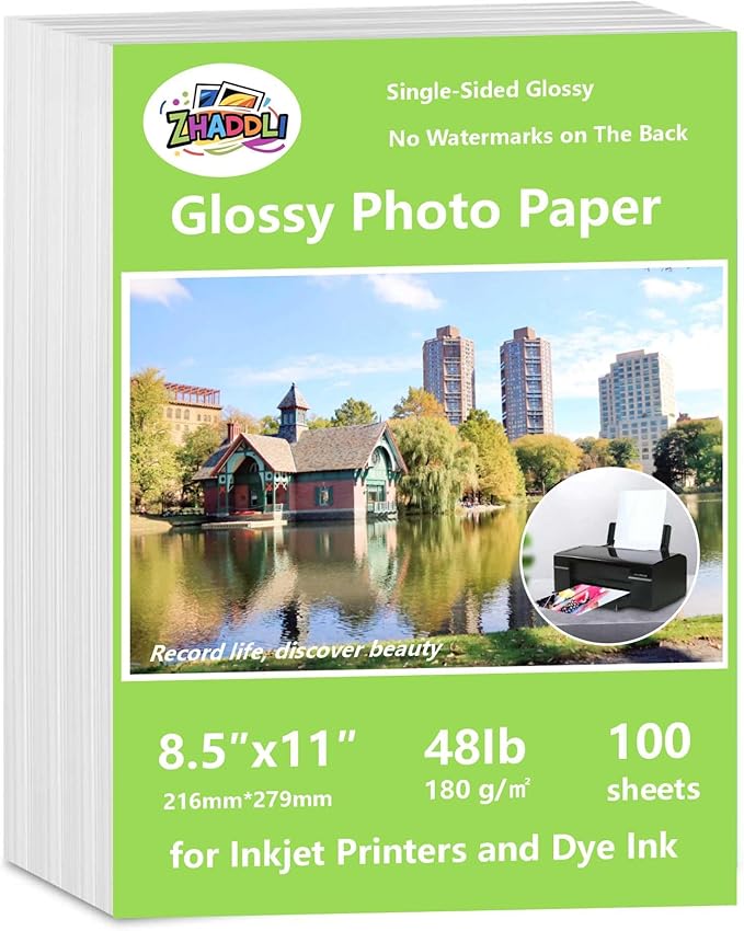 ZHADDLI Glossy Photo Paper 8.5 x11, Inkjet Photo Printer Paper, instant by Unknown