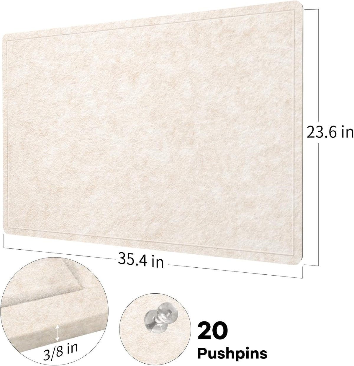 Felt Bulletin Board 36x24 inches, Decorative Pin Board for Home & Office