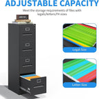Yukimo 4 Drawer File Cabinet, Vertical File Cabinet - Image 7
