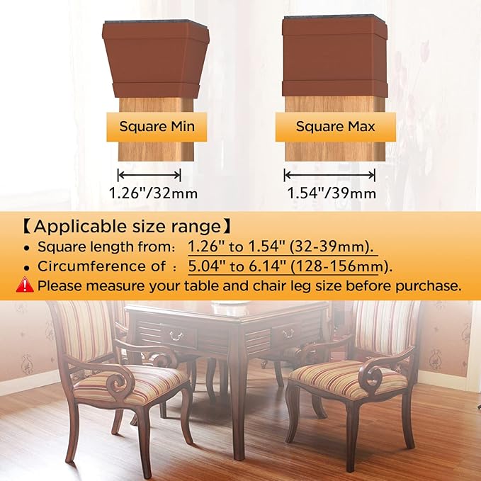 16 PCS Square Chair Leg Floor Protector, Silicone Chair Leg Cover, Furniture - Image 2