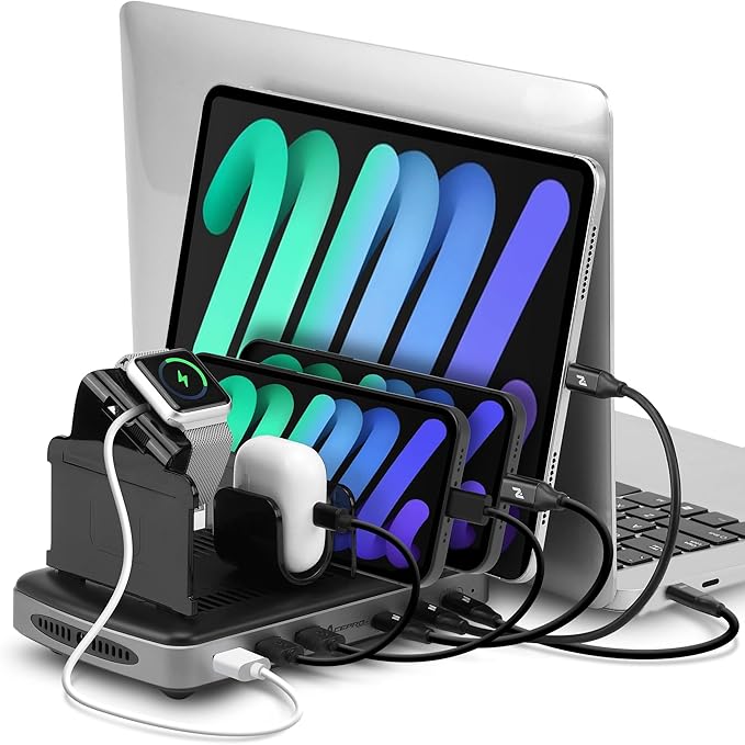 AceProAV 160W 6-Port USB-C and USB-A Charging Station Organizer by AceProAV-USA