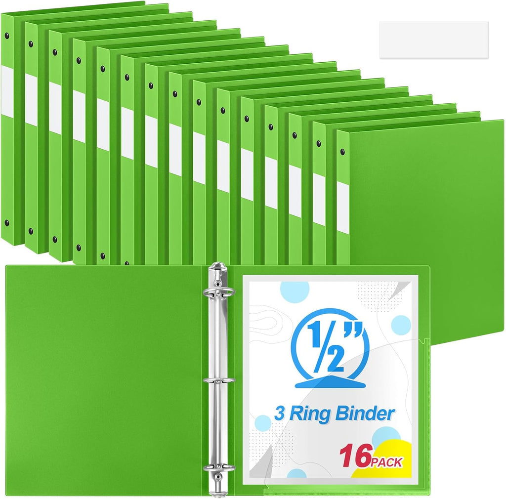 Henoyso 16 Pcs 3 Ring Binder 0.5 Inch Round Fits Letter Size 8.5'' x 11'' Paper