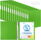 Henoyso 16 Pcs 3 Ring Binder 0.5 Inch Round Fits Letter Size 8.5'' x 11'' Paper by Henoyso
