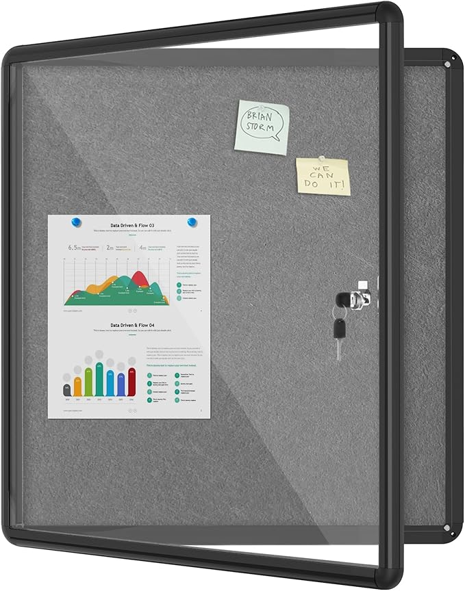 Mifuro 28"x26" Enclosed Bulletin Board, Lockable Weather-Resistant Aluminum by MifuroOfficeProduct